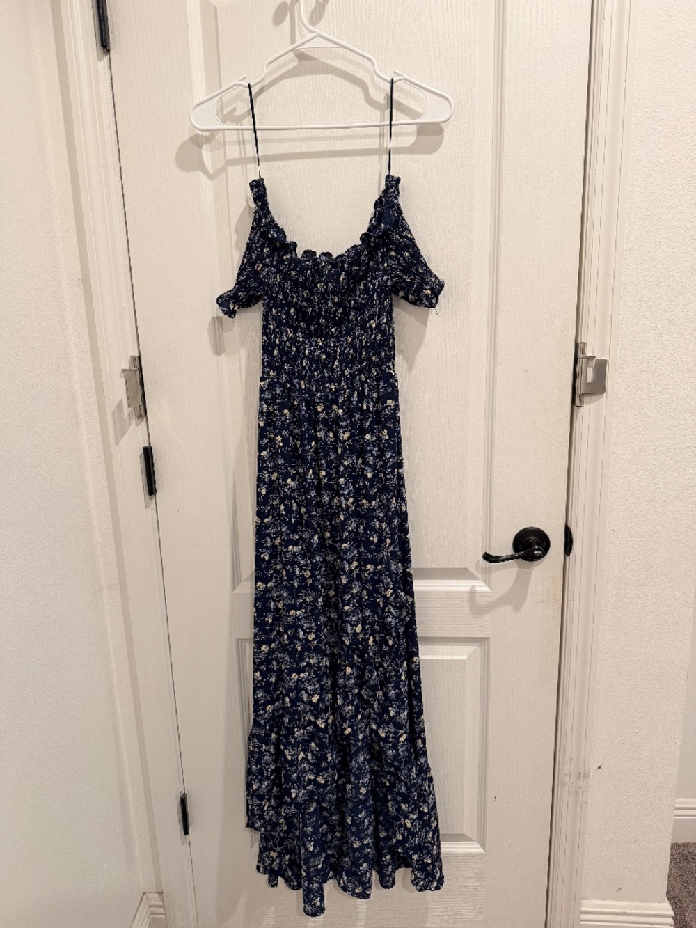 Mi Ami Francesca’s Navy Floral Smocked Maxi Dress